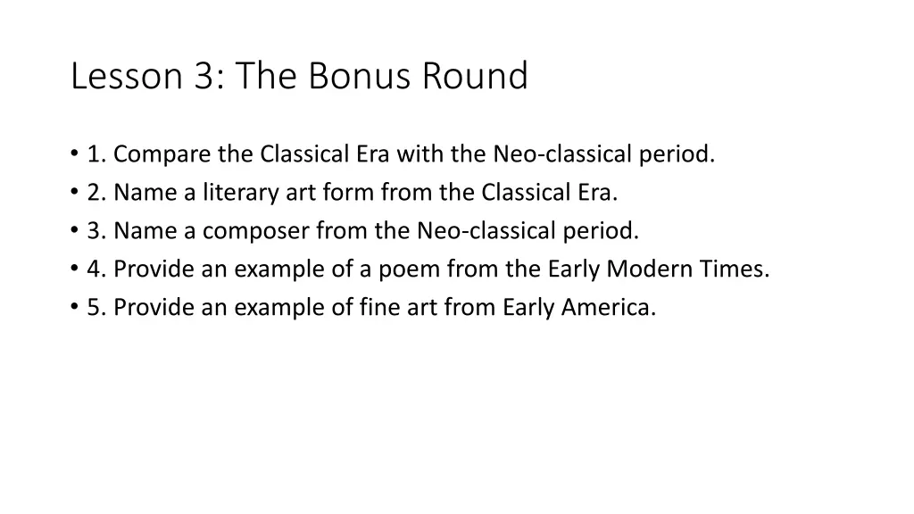 lesson 3 the bonus round