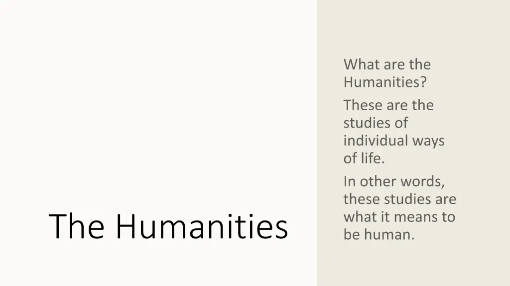 the humanities