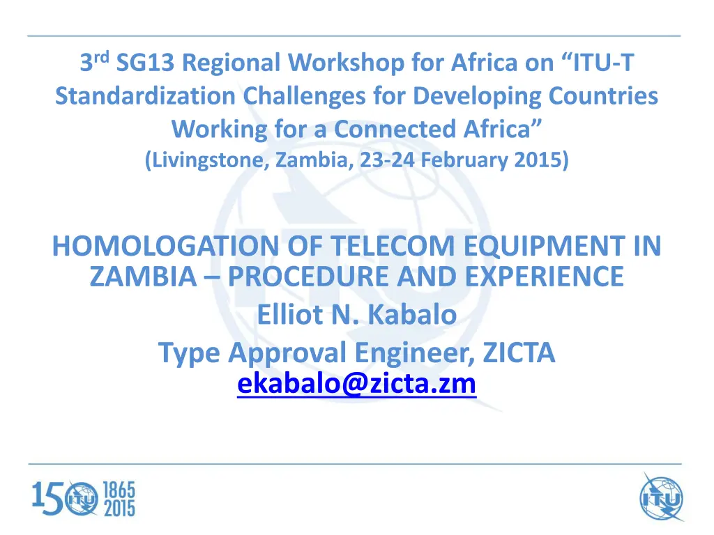 3 rd sg13 regional workshop for africa
