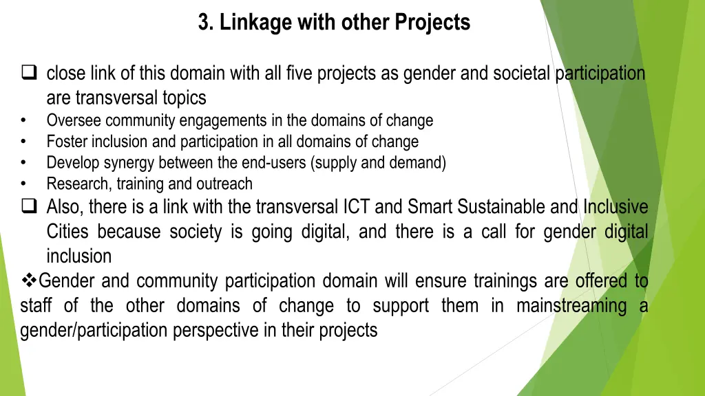 3 linkage with other projects