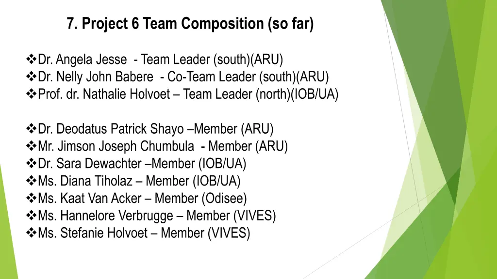 7 project 6 team composition so far