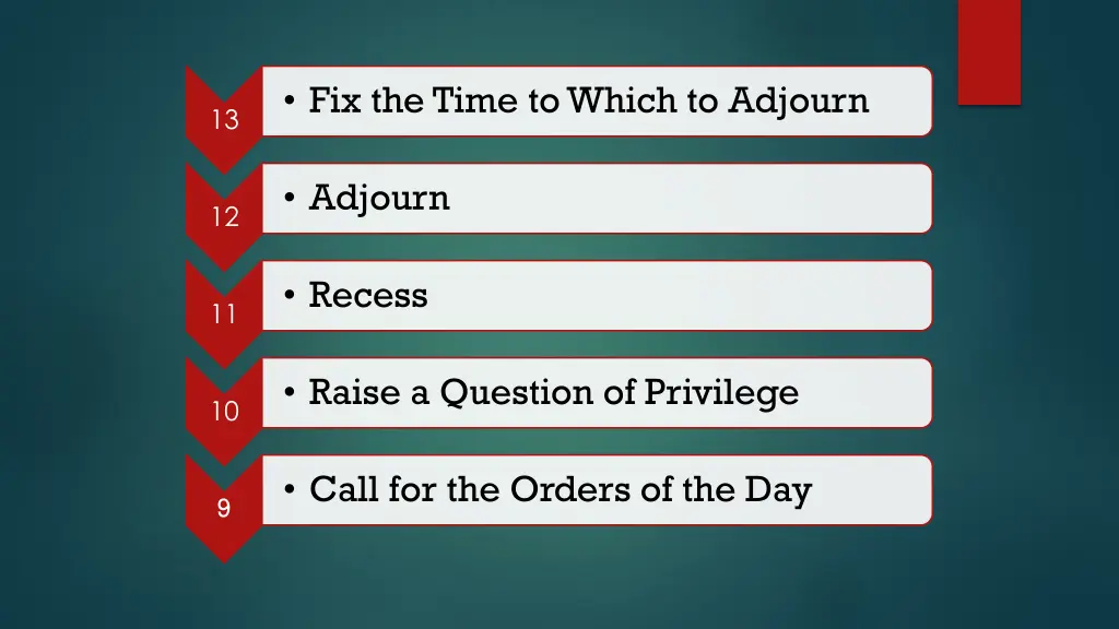 fix the time to which to adjourn