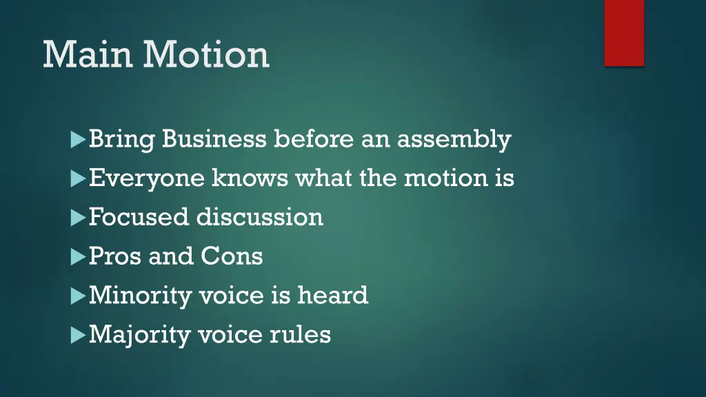 main motion