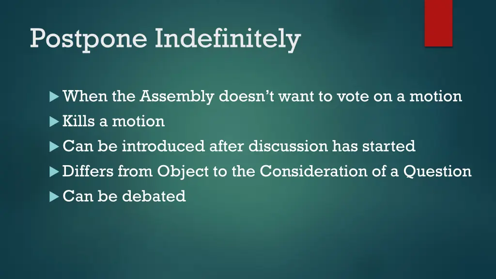 postpone indefinitely