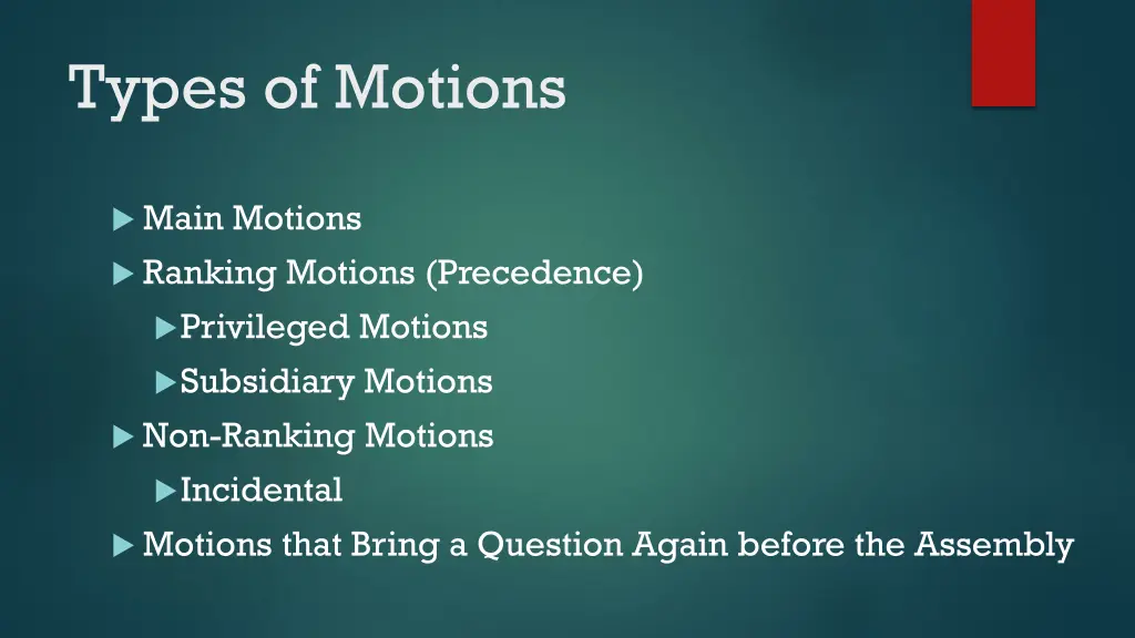 types of motions