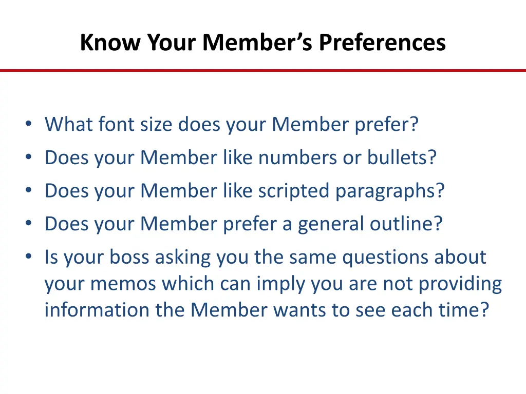 know your member s preferences