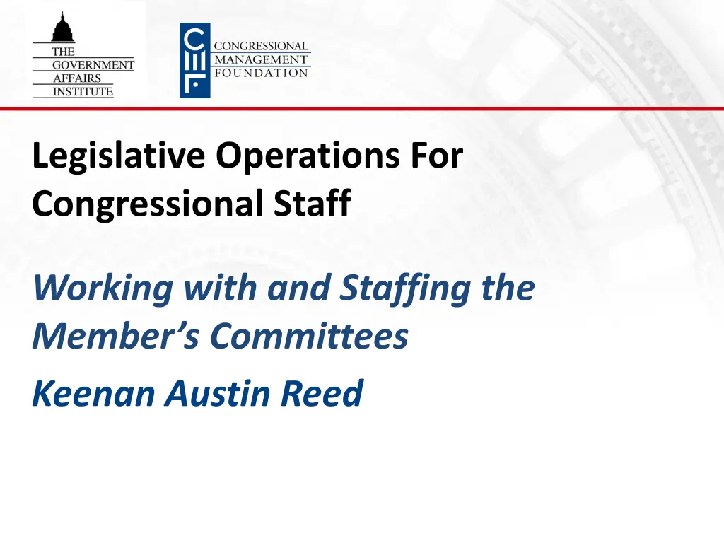 legislative operations for congressional staff
