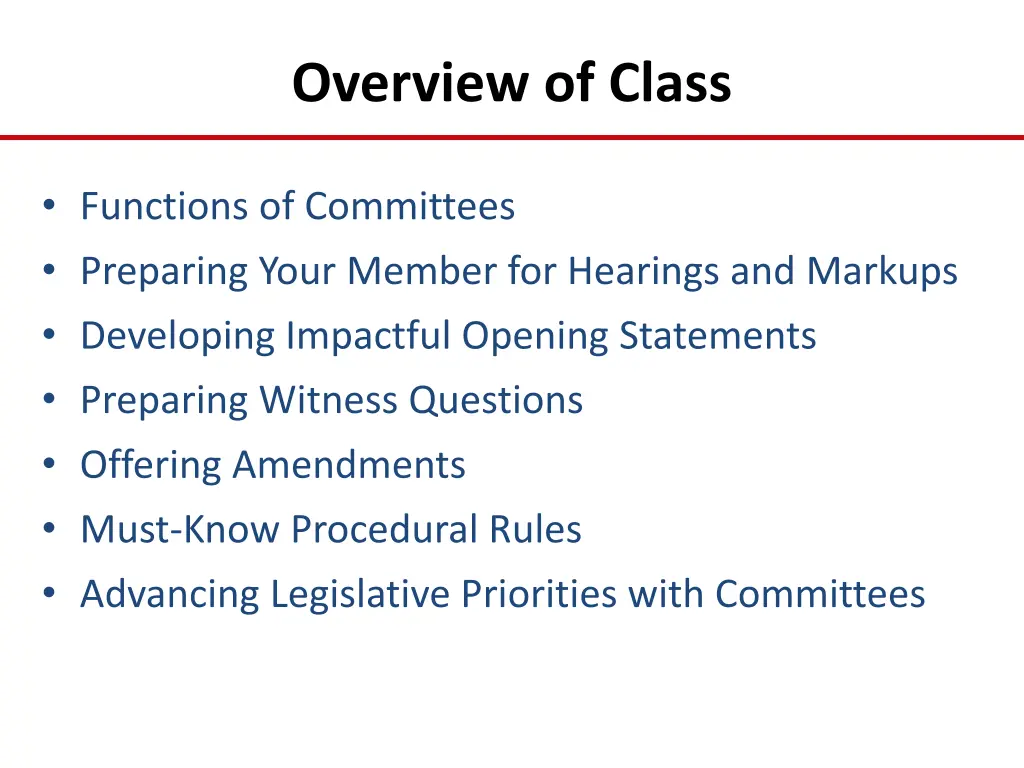 overview of class