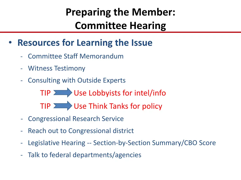 preparing the member committee hearing