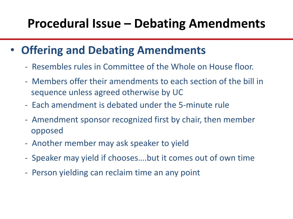 procedural issue debating amendments