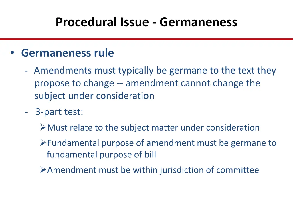 procedural issue germaneness