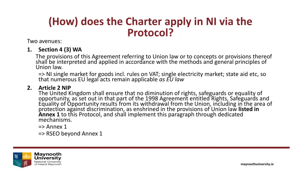 how does the charter apply in ni via the protocol
