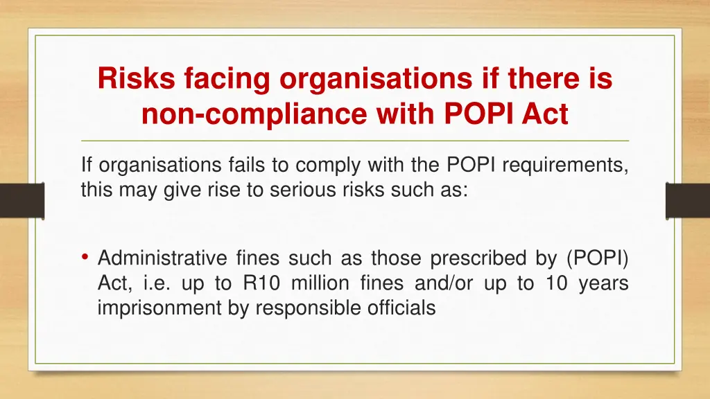 risks facing organisations if there