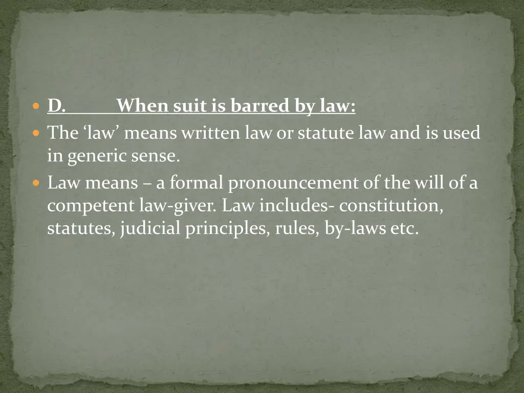 d when suit is barred by law