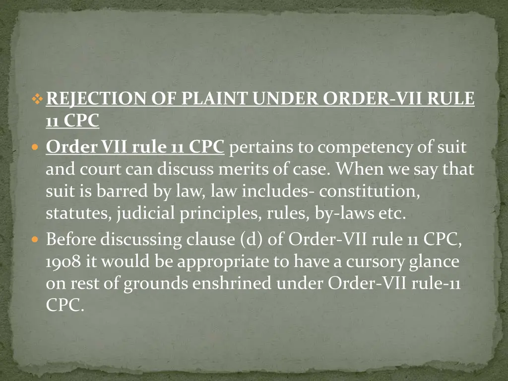 rejection of plaint under order vii rule 11 cpc