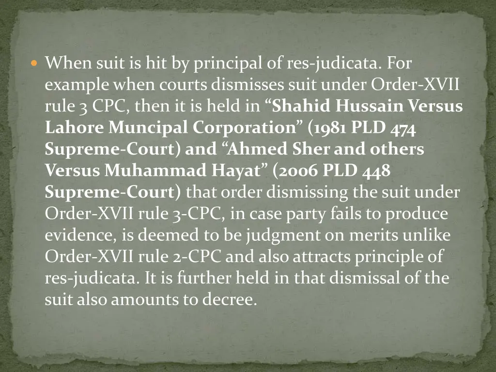 when suit is hit by principal of res judicata