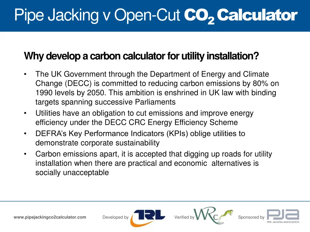 pipe jacking v open cut co 2 calculator 1