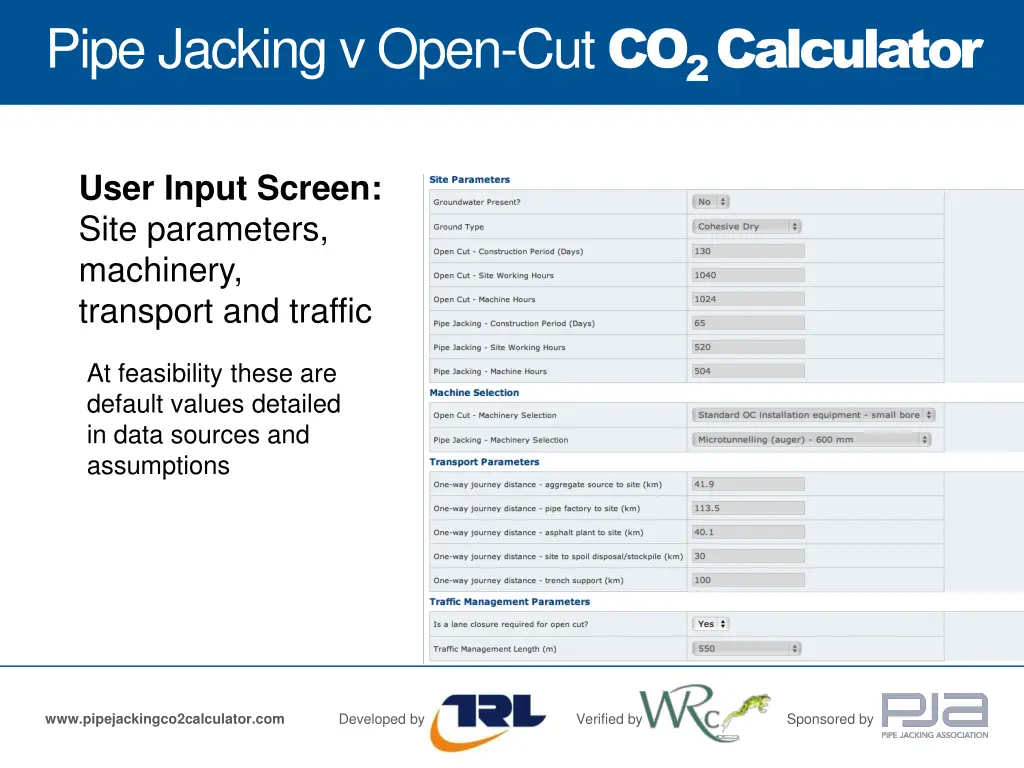 pipe jacking v open cut co 2 calculator 16