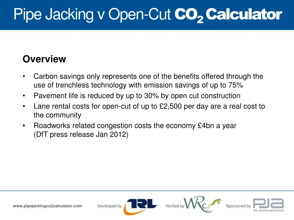 pipe jacking v open cut co 2 calculator 20