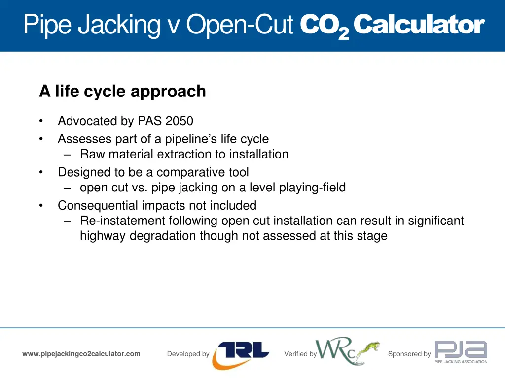 pipe jacking v open cut co 2 calculator 9