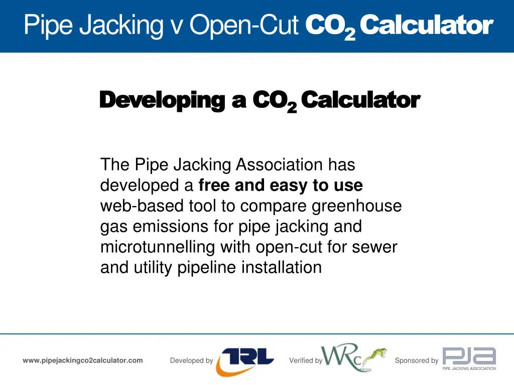pipe jacking v open cut co 2 calculator