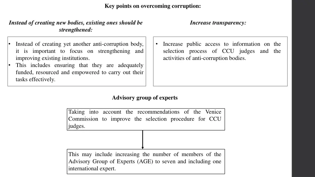 key points on overcoming corruption