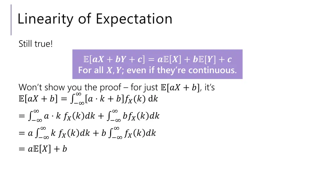 linearity of expectation