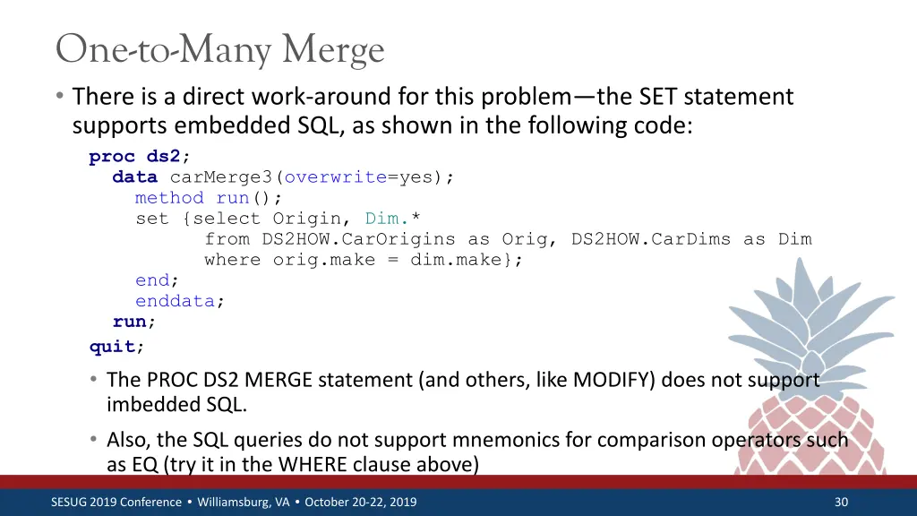 one to many merge there is a direct work around