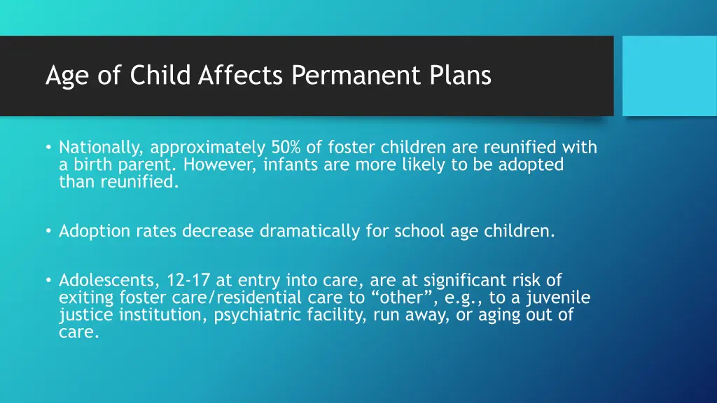 age of child affects permanent plans
