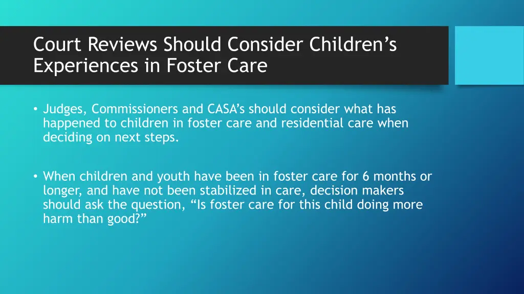 court reviews should consider children