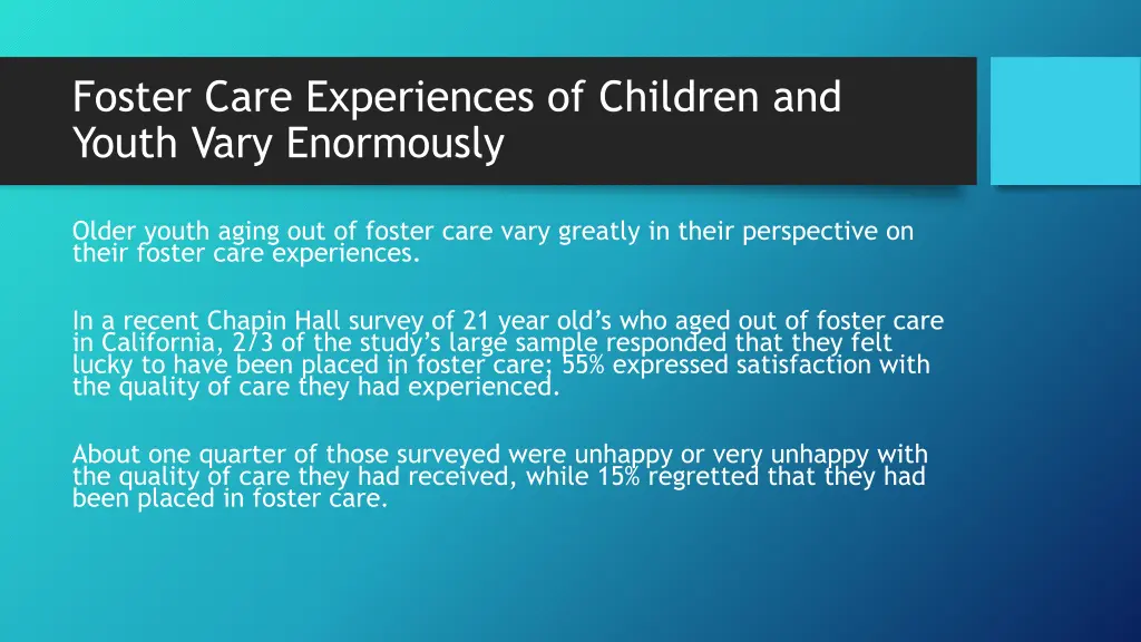 foster care experiences of children and youth