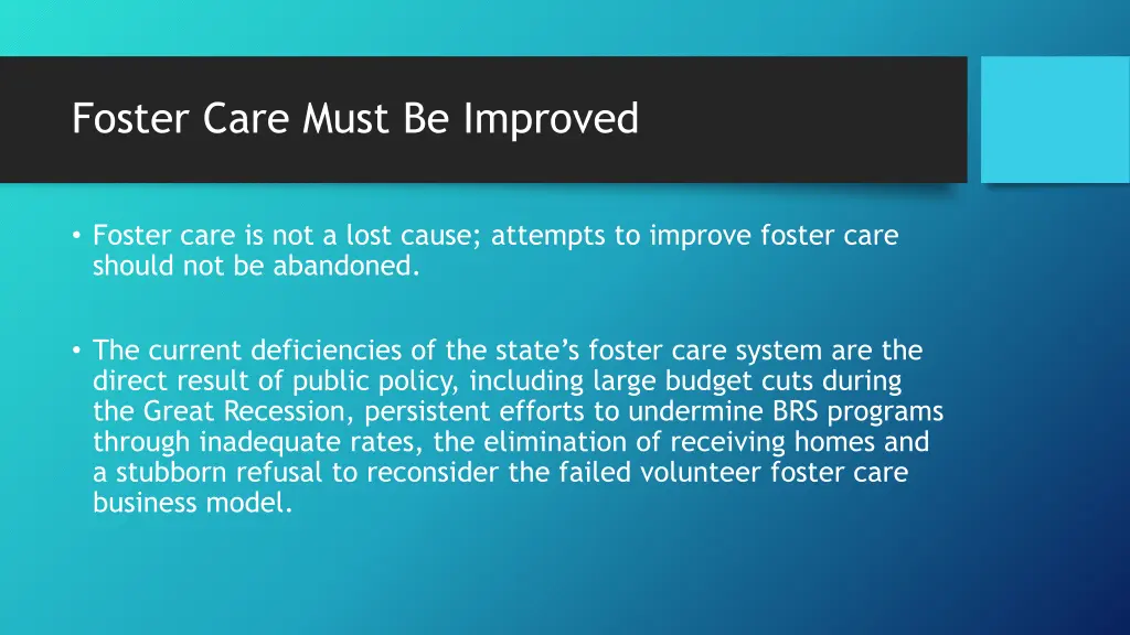 foster care must be improved