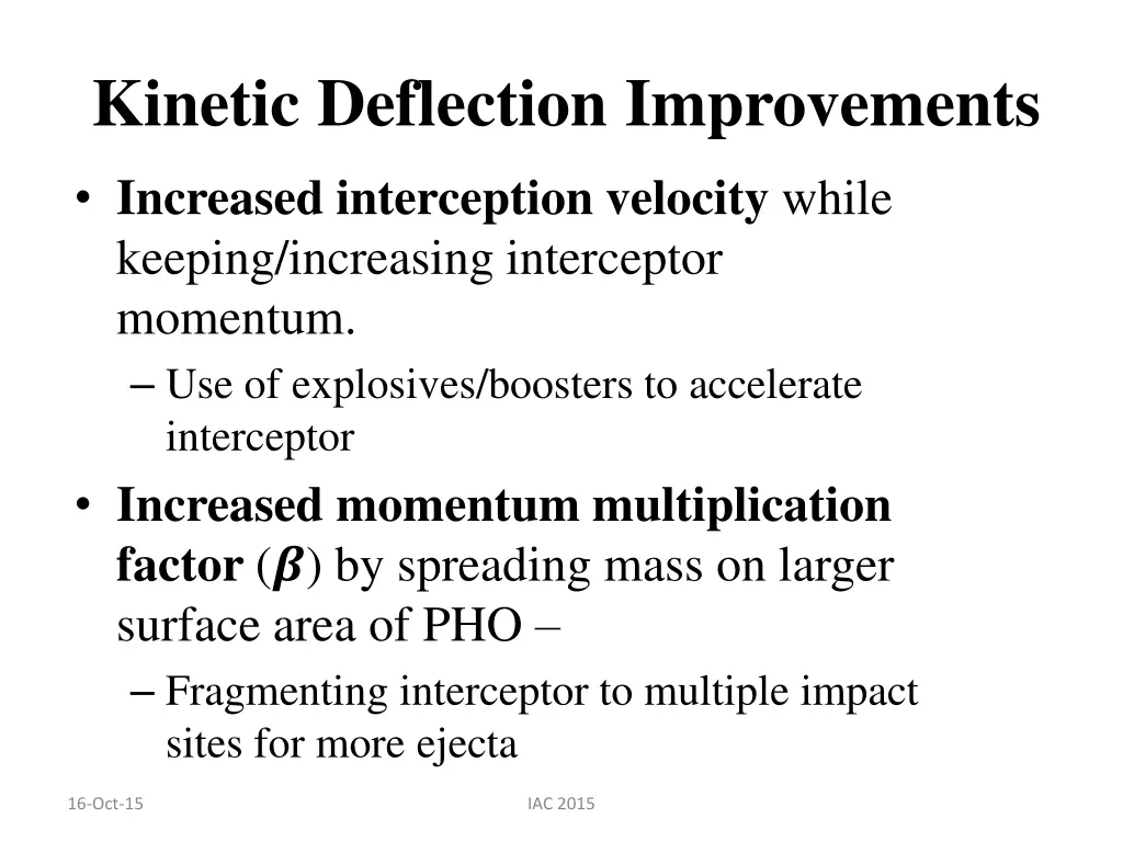 kinetic deflection improvements