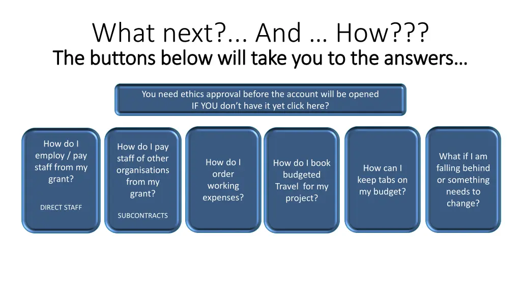 what next and how the buttons below will take