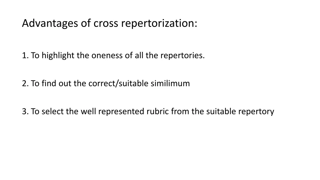advantages of cross repertorization