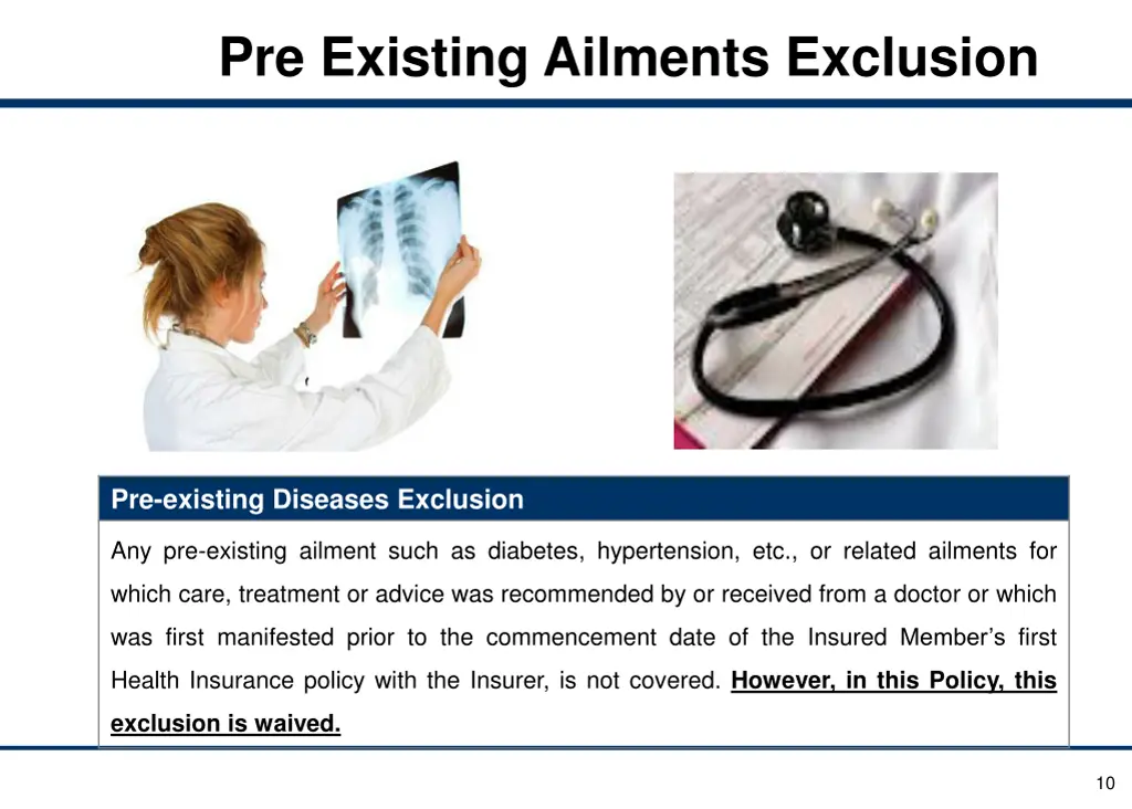 pre existing ailments exclusion