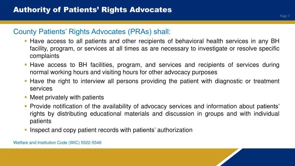 authority of patients rights advocates