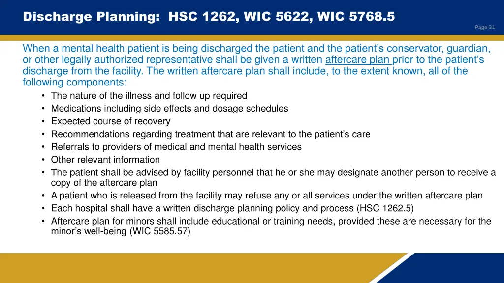 discharge planning hsc 1262 wic 5622 wic 5768 5