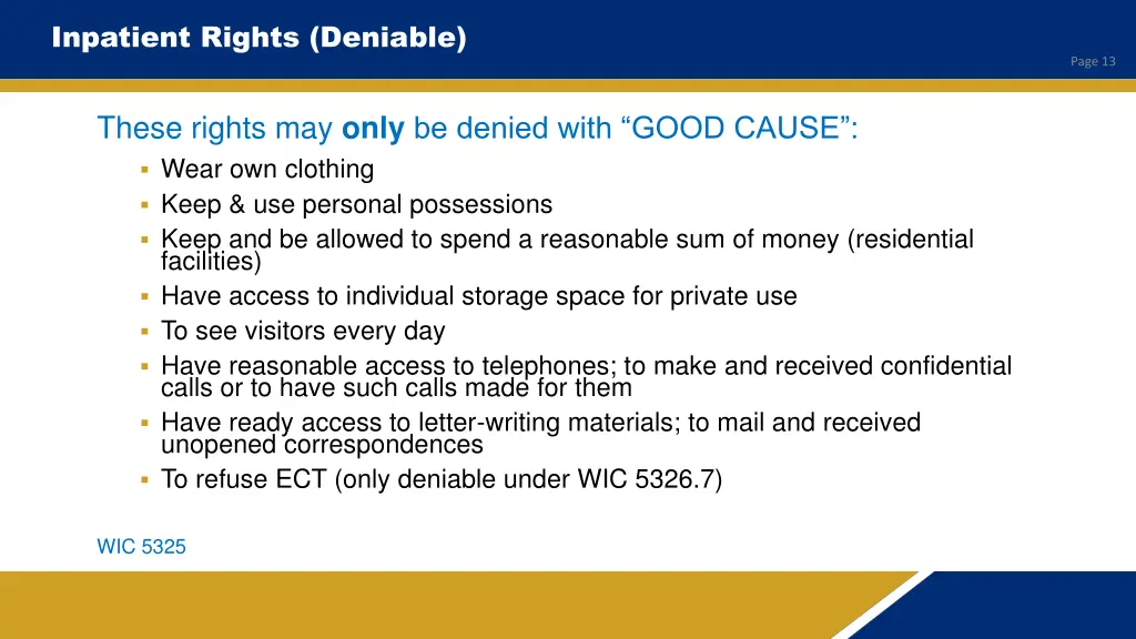 inpatient rights deniable