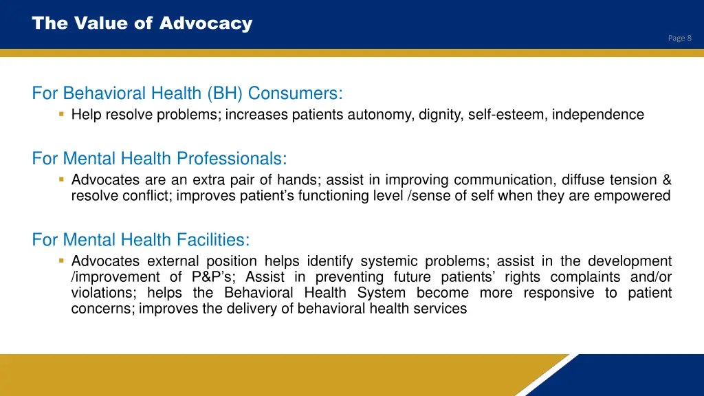 the value of advocacy