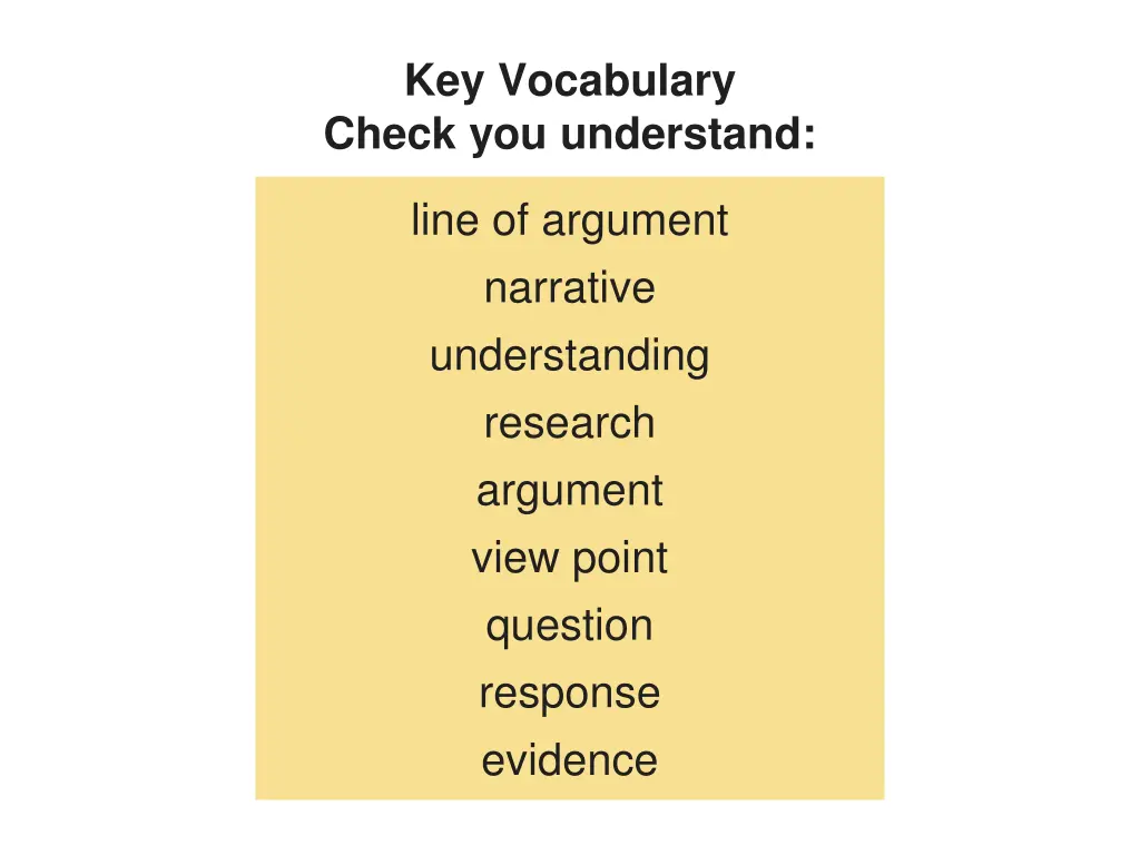 key vocabulary check you understand