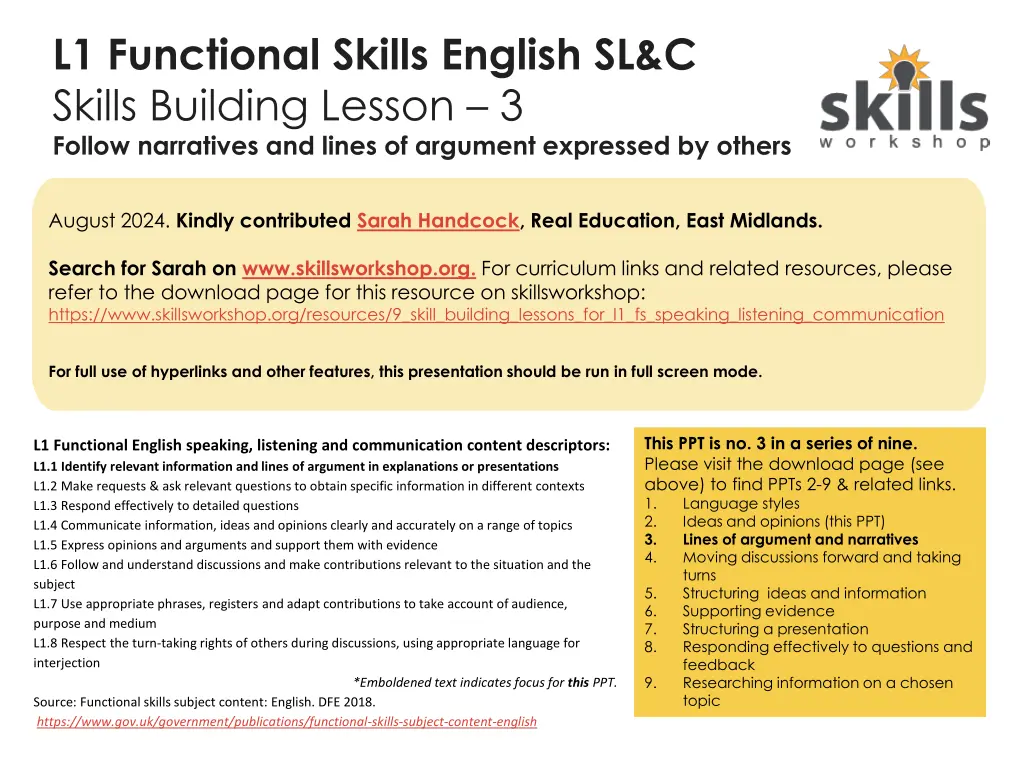 l1 functional skills english sl c skills building