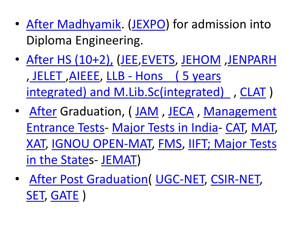 after madhyamik jexpo for admission into diploma