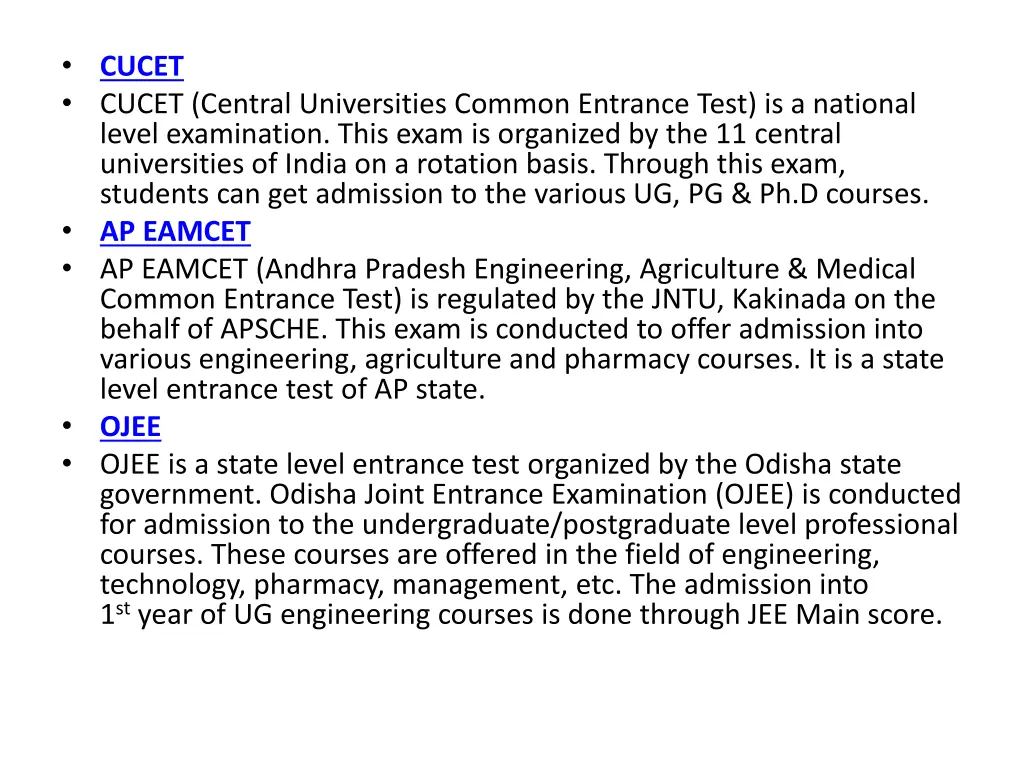 cucet cucet central universities common entrance