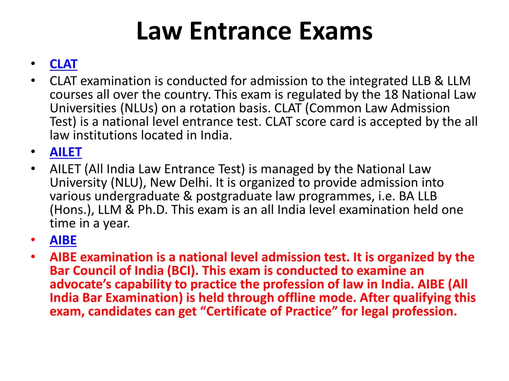 law entrance exams