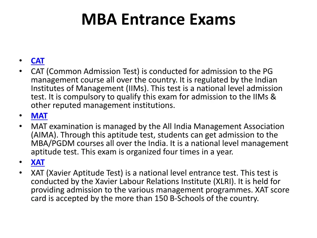 mba entrance exams