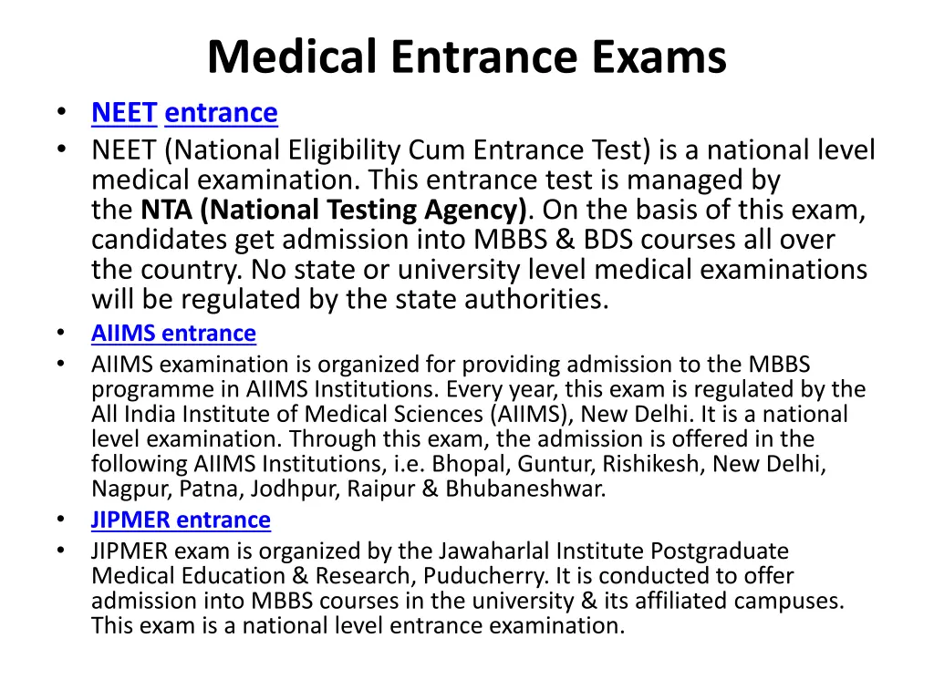 medical entrance exams neet entrance neet