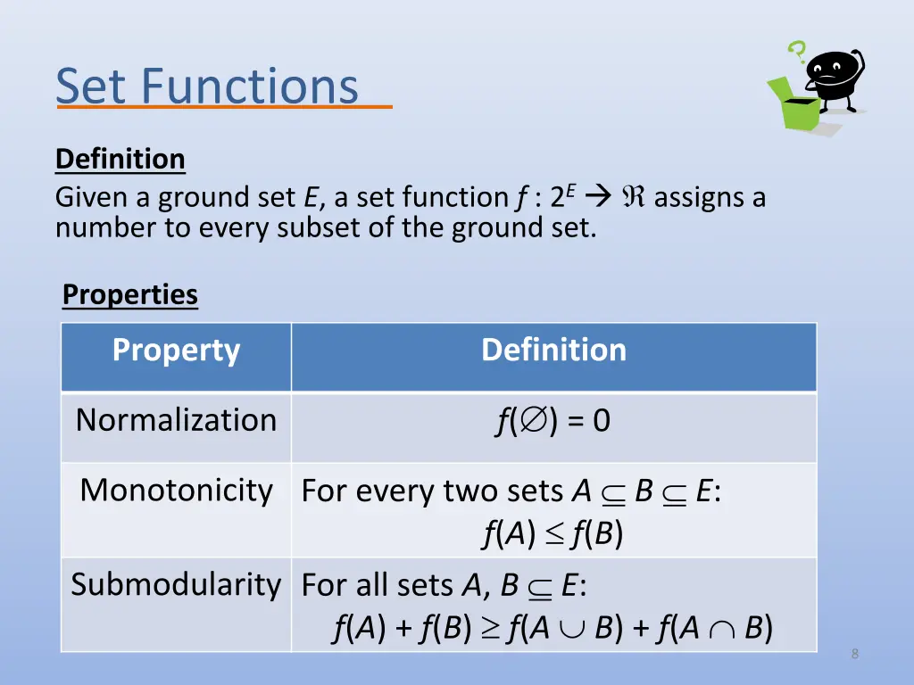 set functions
