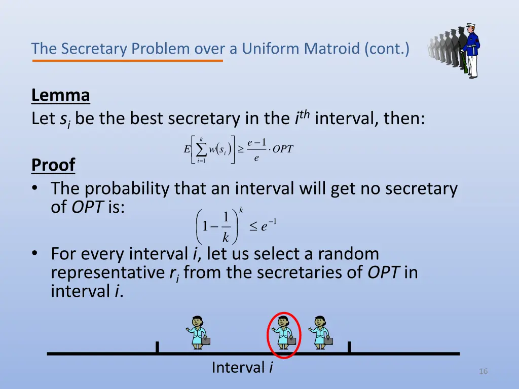the secretary problem over a uniform matroid cont