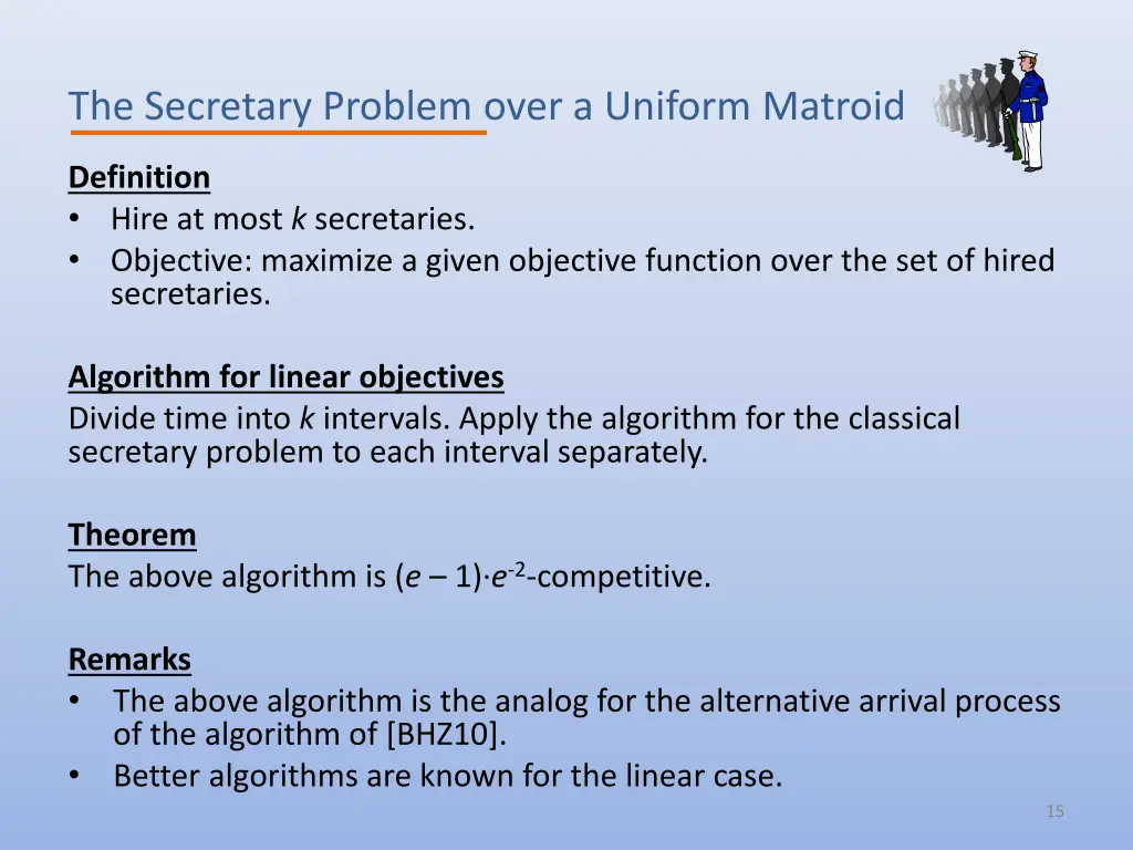 the secretary problem over a uniform matroid